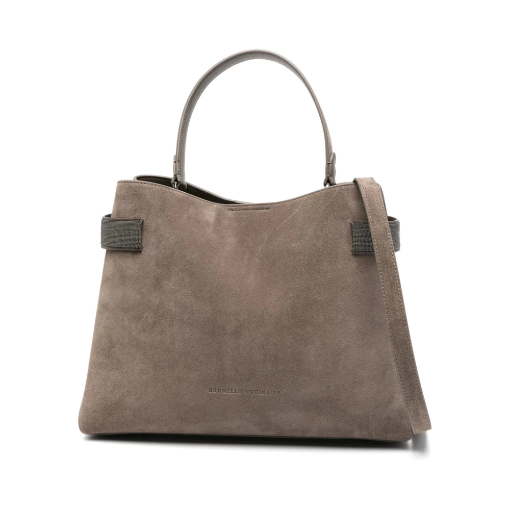 BRUNELLO CUCINELLI Taupe Bruine Schoudertas met Handvat Brown Dames