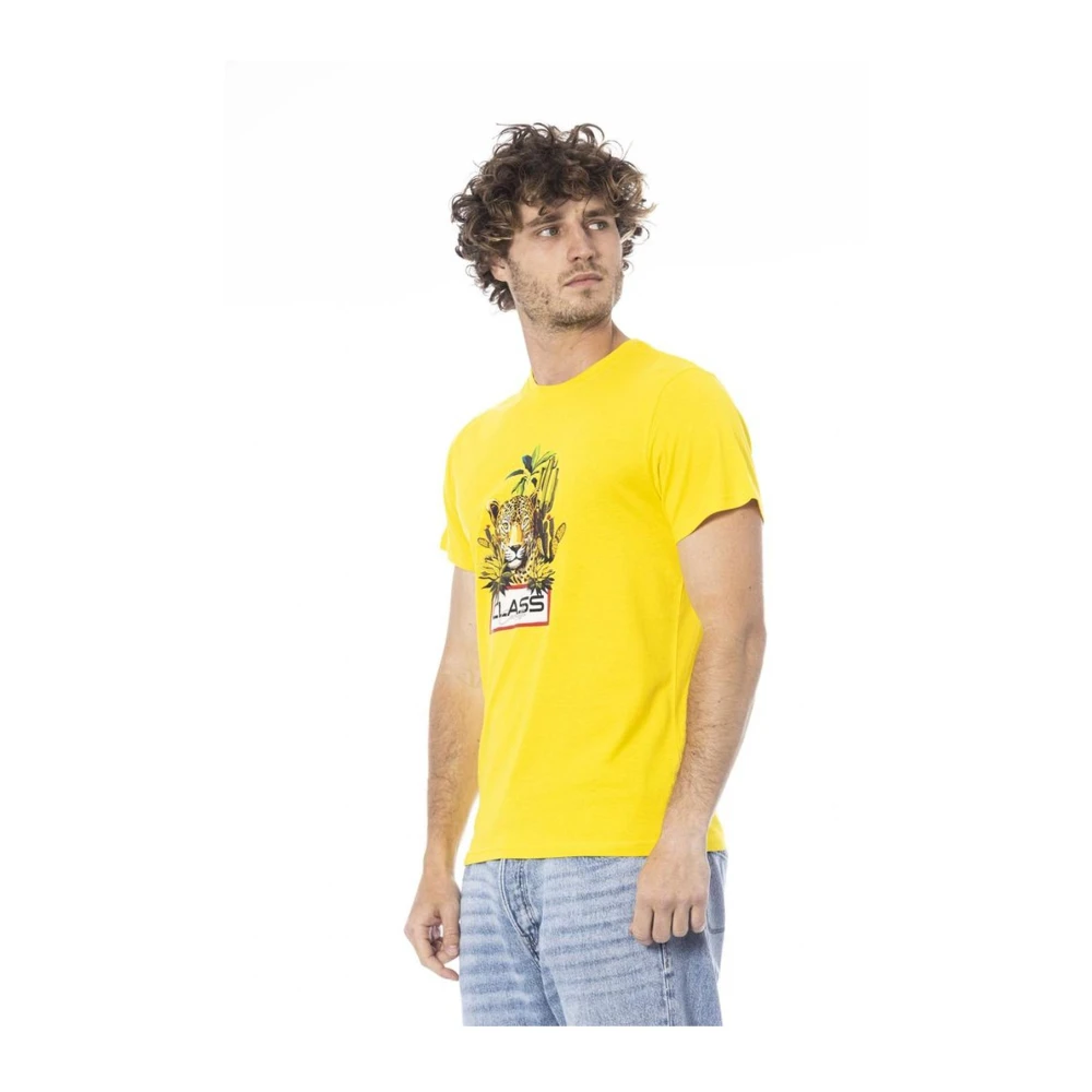 Cavalli Class Gele Logo T-shirt Korte Mouwen Ronde Hals Yellow Heren