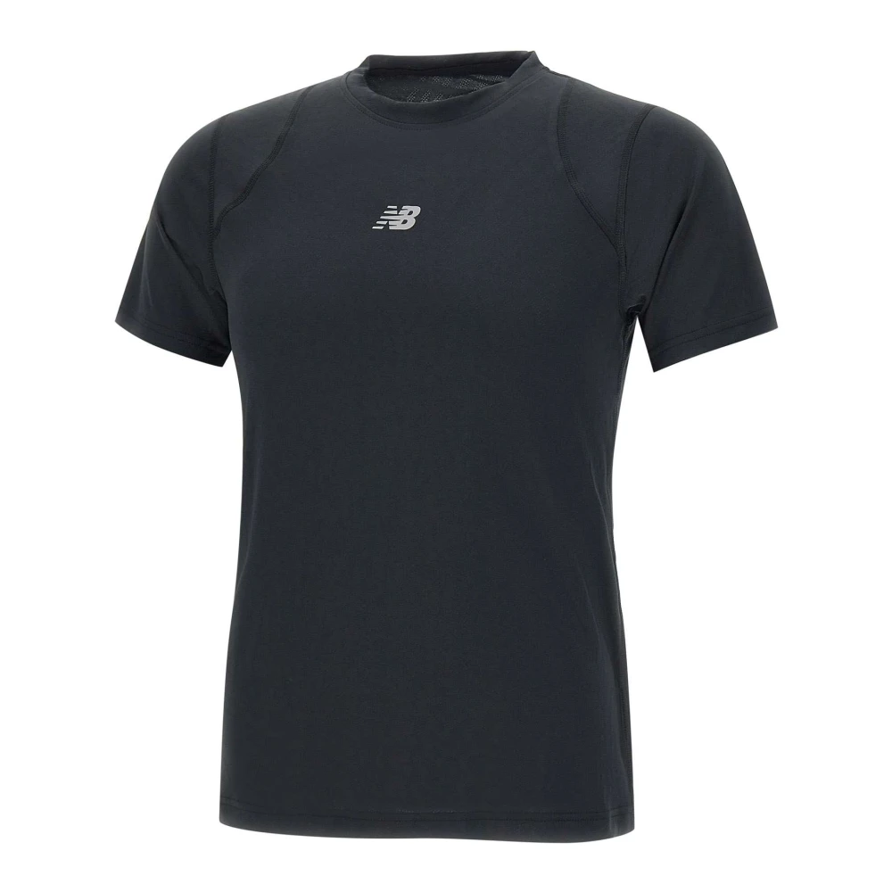 New Balance Zwarte Lycra T-shirt met Logo Black Heren