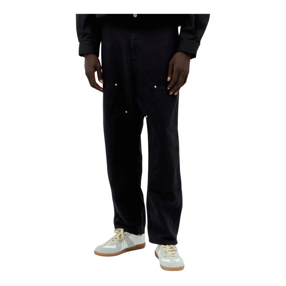 Carhartt WIP Dubbele Knie Linnen Broek Black Heren