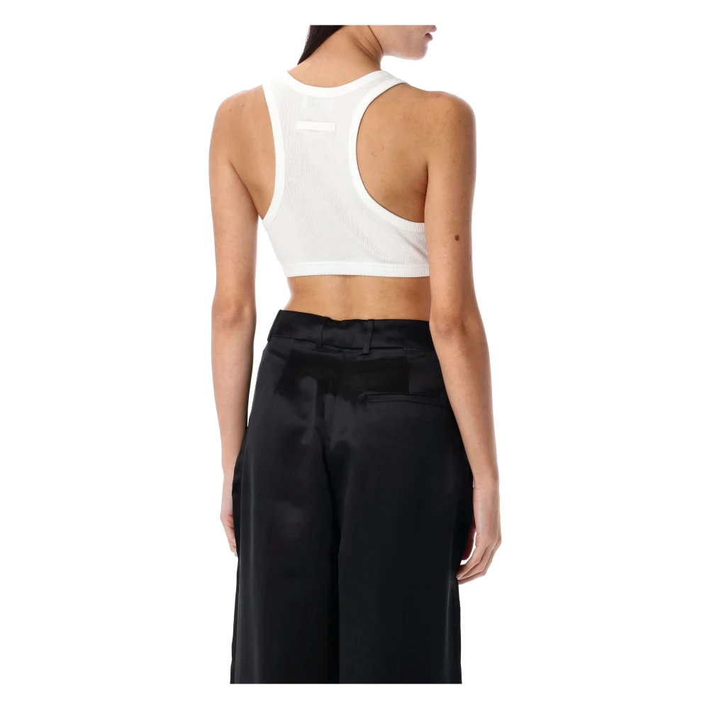 Jean Paul Gaultier Witte Geribbelde Tanktop met Gespen White Dames