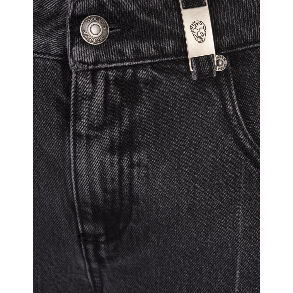 alexander mcqueen Grijze Mini Flare Jeans met Metallic Details Gray Dames