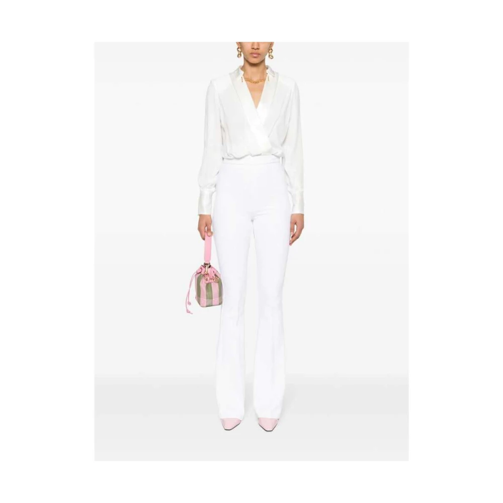 Elisabetta Franchi Witte Jumpsuit van Zijdeblend met Kettingdetail White Dames