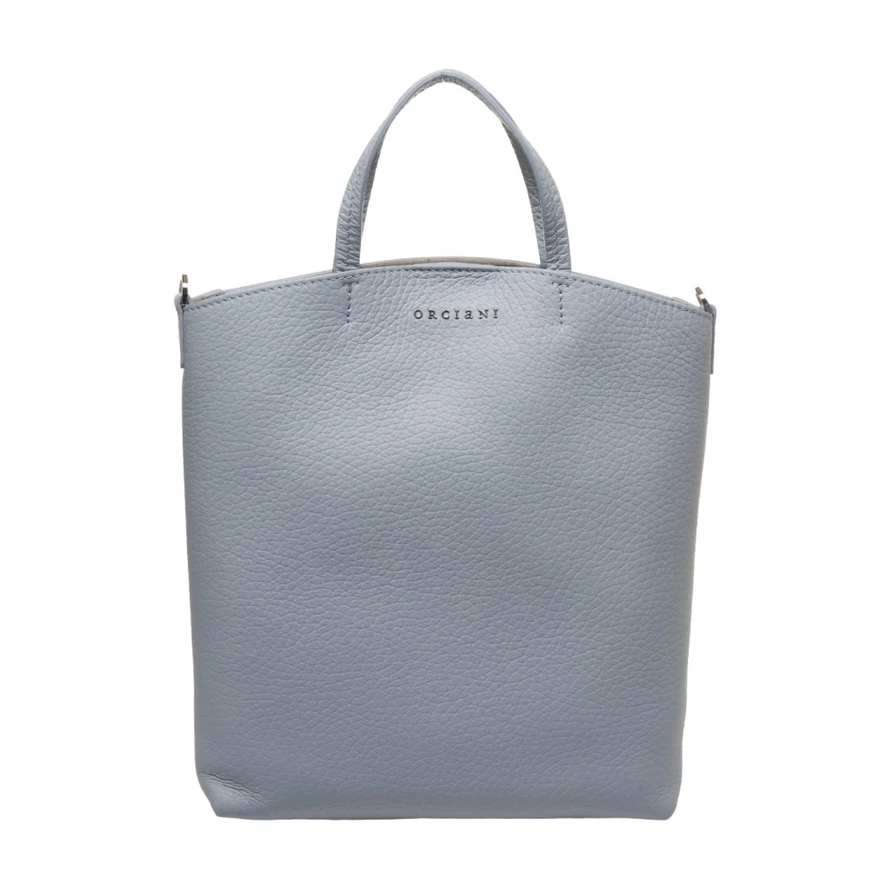 Orciani Blauwe Leren Shopper Tas Blue Dames