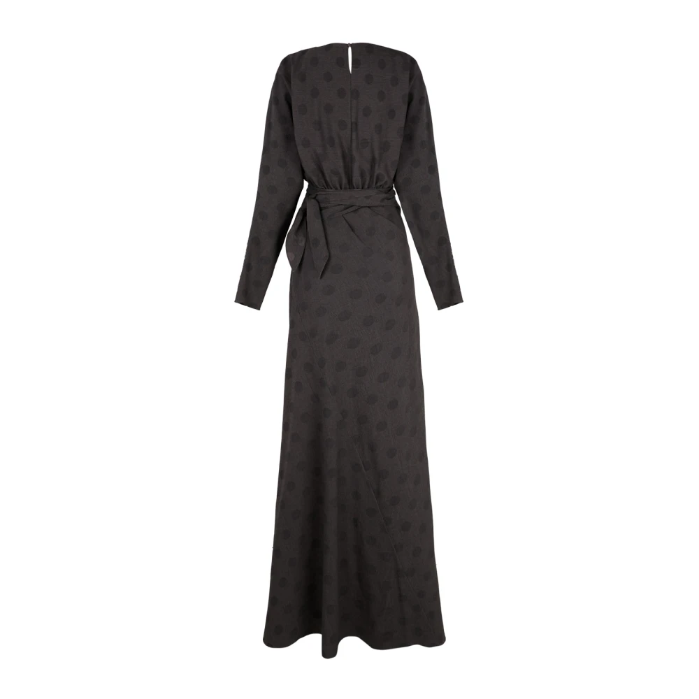 Cortana Polka Dot Jacquard Lange Jurk Black Dames