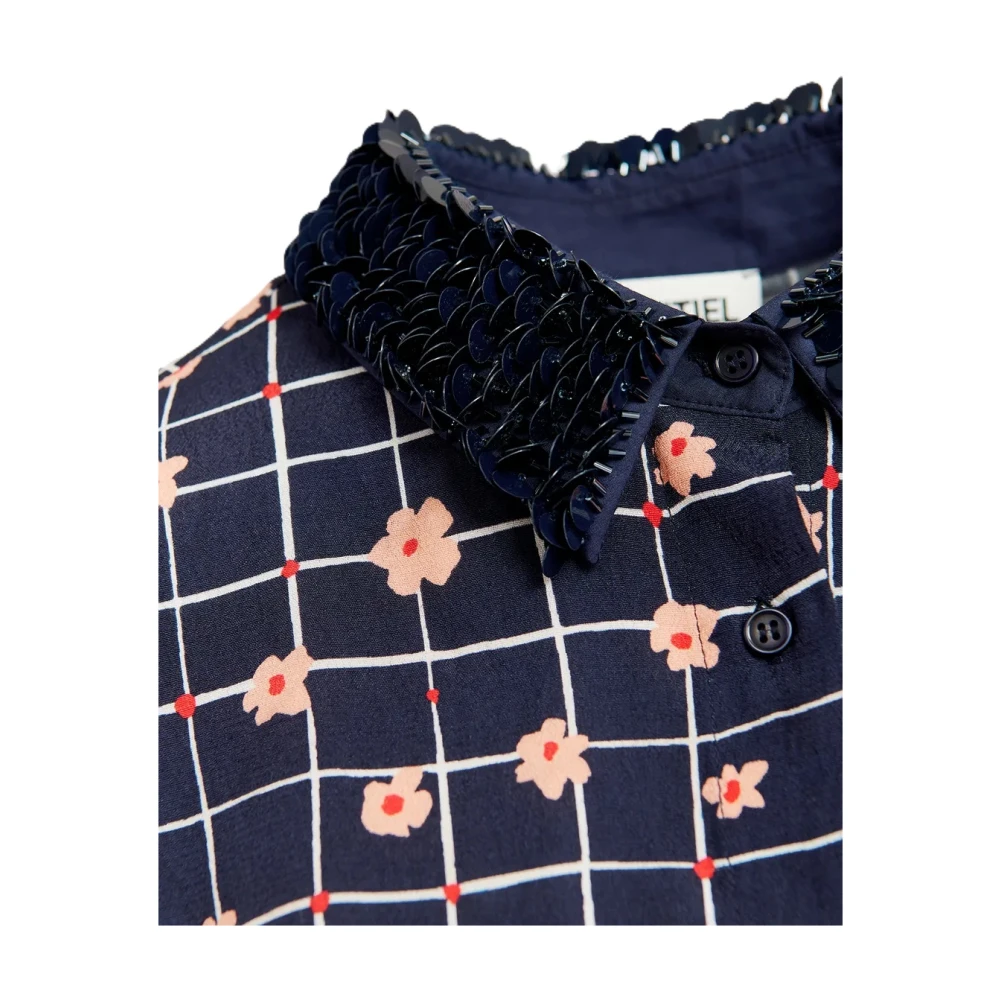 Essentiel Antwerp Sequin Kraag Shirt Blue Dames
