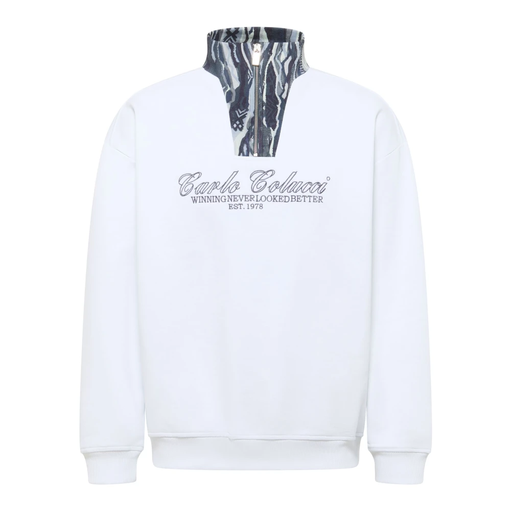Carlo Colucci Men's White Troyer Match Point - Sweatshirts - 2XL - Sweatshirts & Hoodies
