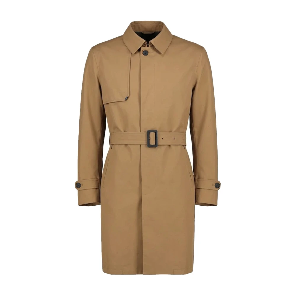 Herno Hombre Marrón - Abrigo Cruzado Sencillo Con Cinturón - Coats - L - Abrigo Cruzado Sencillo Con Cinturón