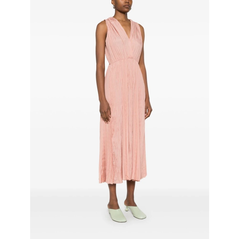 Forte Poederroze V-hals Jurk met Sleutelgatdetail Pink Dames