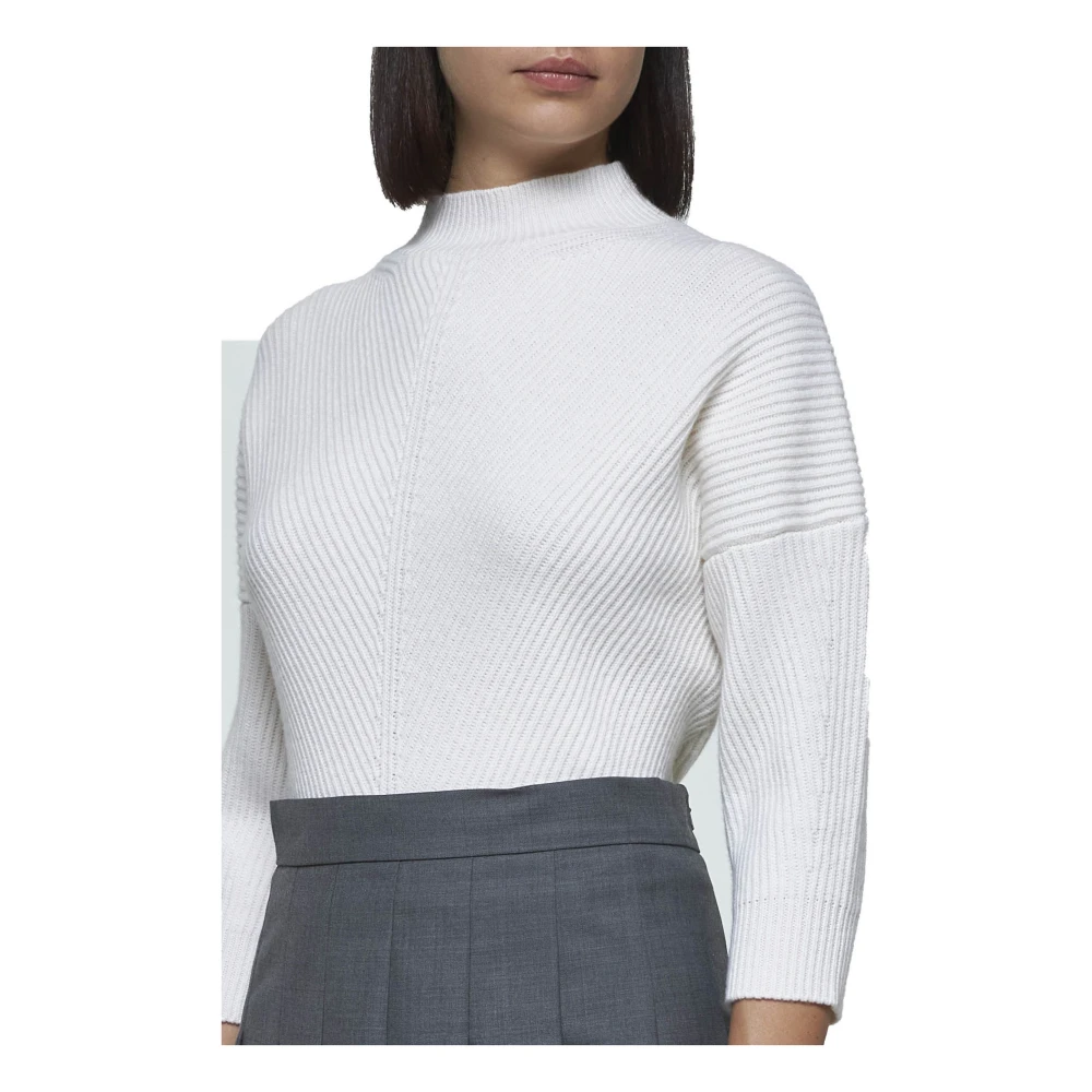 Max Mara Studio Eles Mock Neck Sweater in Wit White Dames