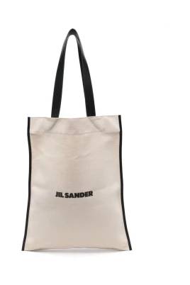 Canvas Läder Tote Väska Elfenben