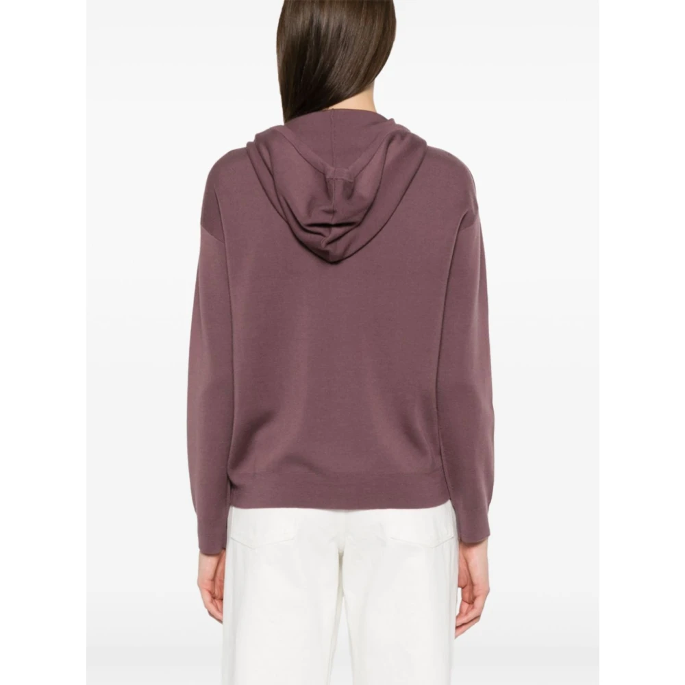 Max Mara Paarse Sweater met Trekkoord Capuchon Purple Dames