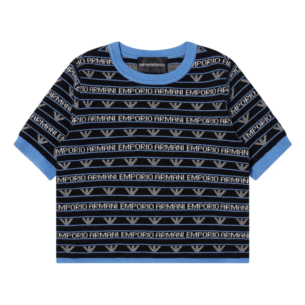 Emporio Armani Short Sleeve Logo Jumper - Female - Kids Short Sleeve T-Shirts - Blue - 5 Y - Kids