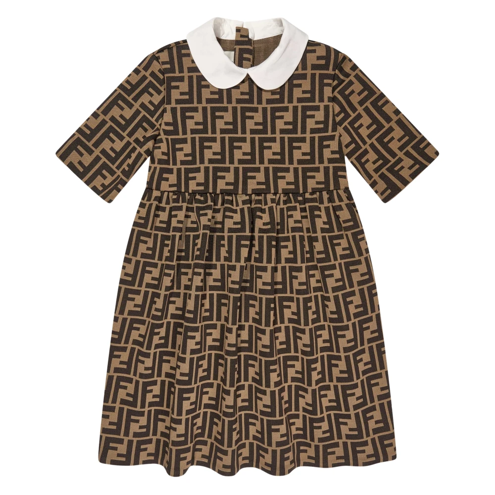Fendi , Dresses, Female, Brown, 10 Y, Ff Logo Dress