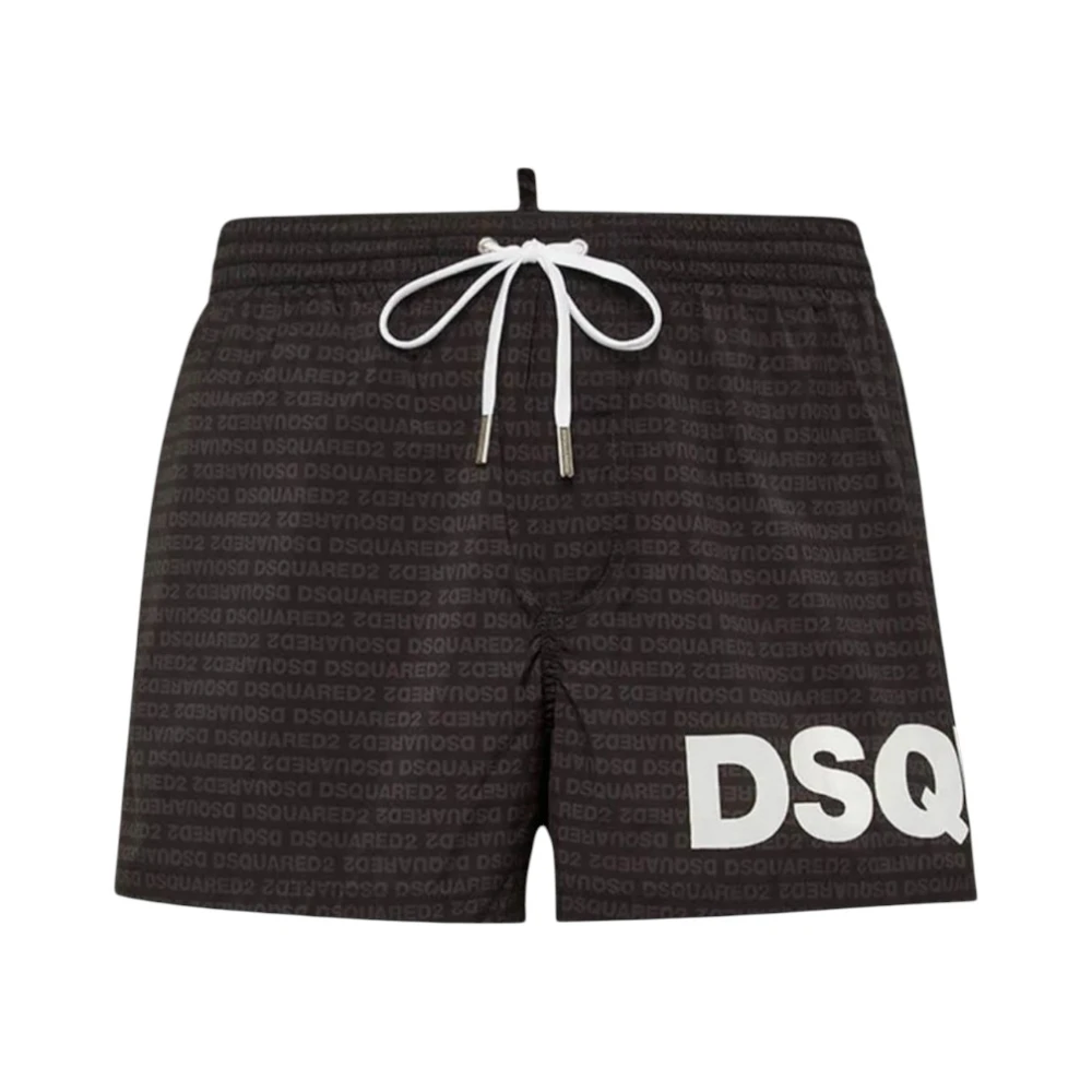Dsquared2 Black Beachwear, Male, M, Shorts Mare Logo Maxi
