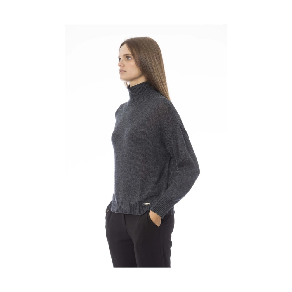 Baldinini Volcano Neck Sweater Gray Dames