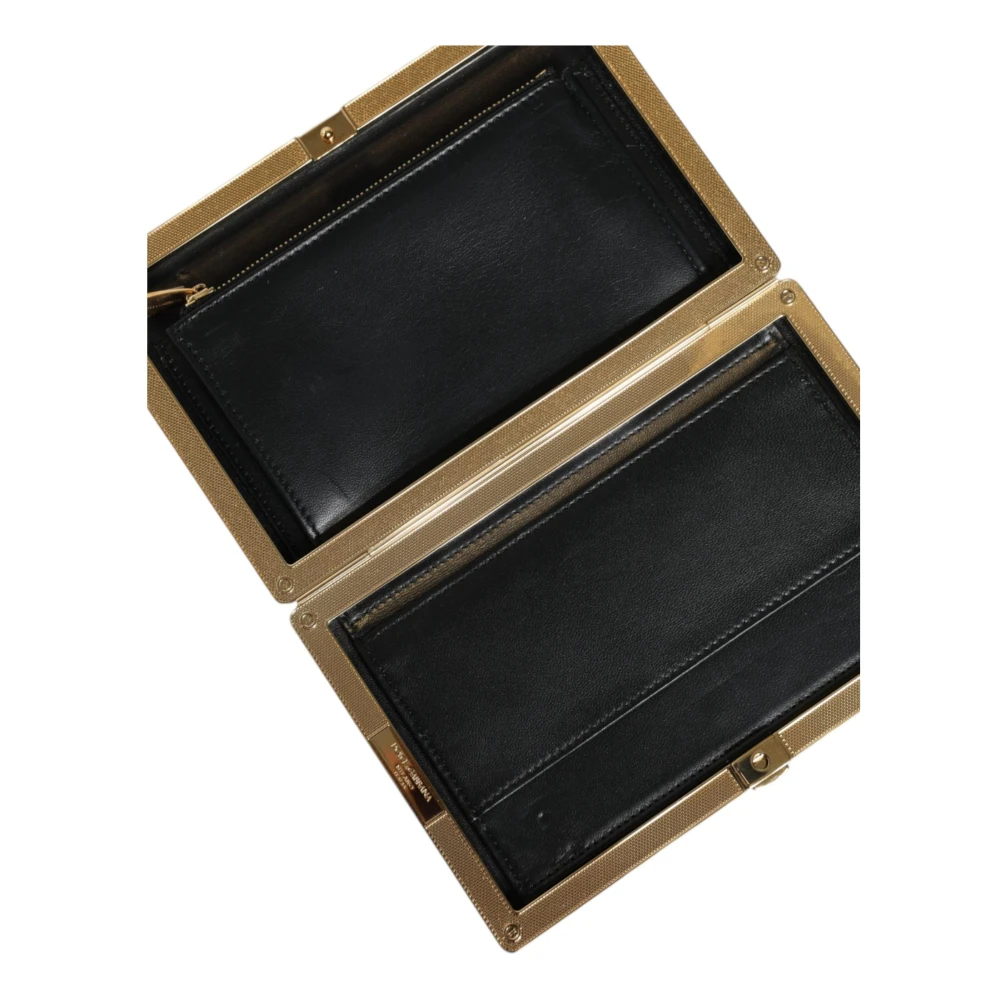 Dolce & Gabbana Zwarte Bloemen Gouden Frame Clutch Portemonnee Multicolor Dames