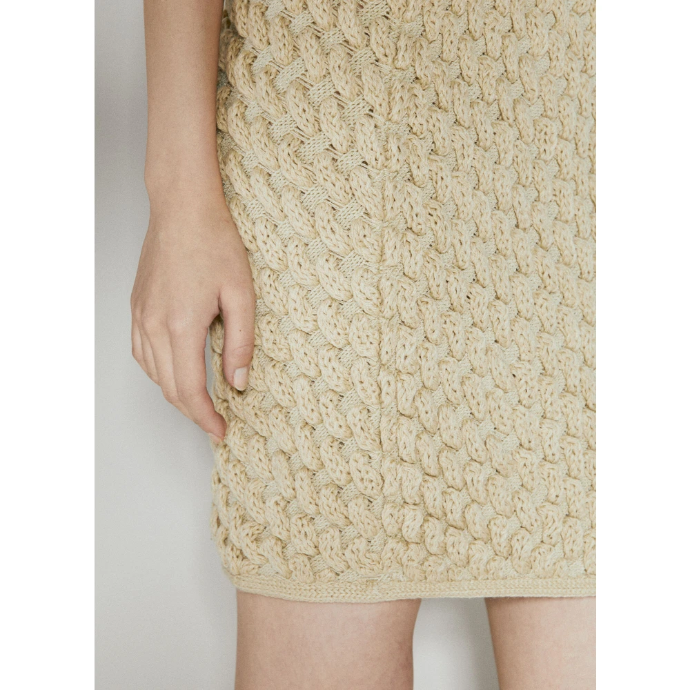 Isa Boulder Chunky Gebreide Mouwloze Mini Jurk Beige Dames