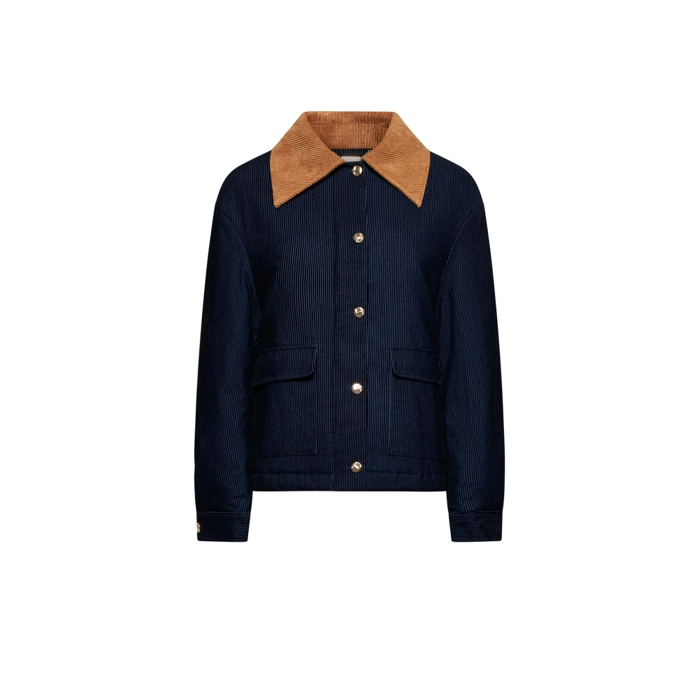Silvian Heach Donna Blu - Giacca A Costine Con Colletto A Contrasto - Jackets - L
