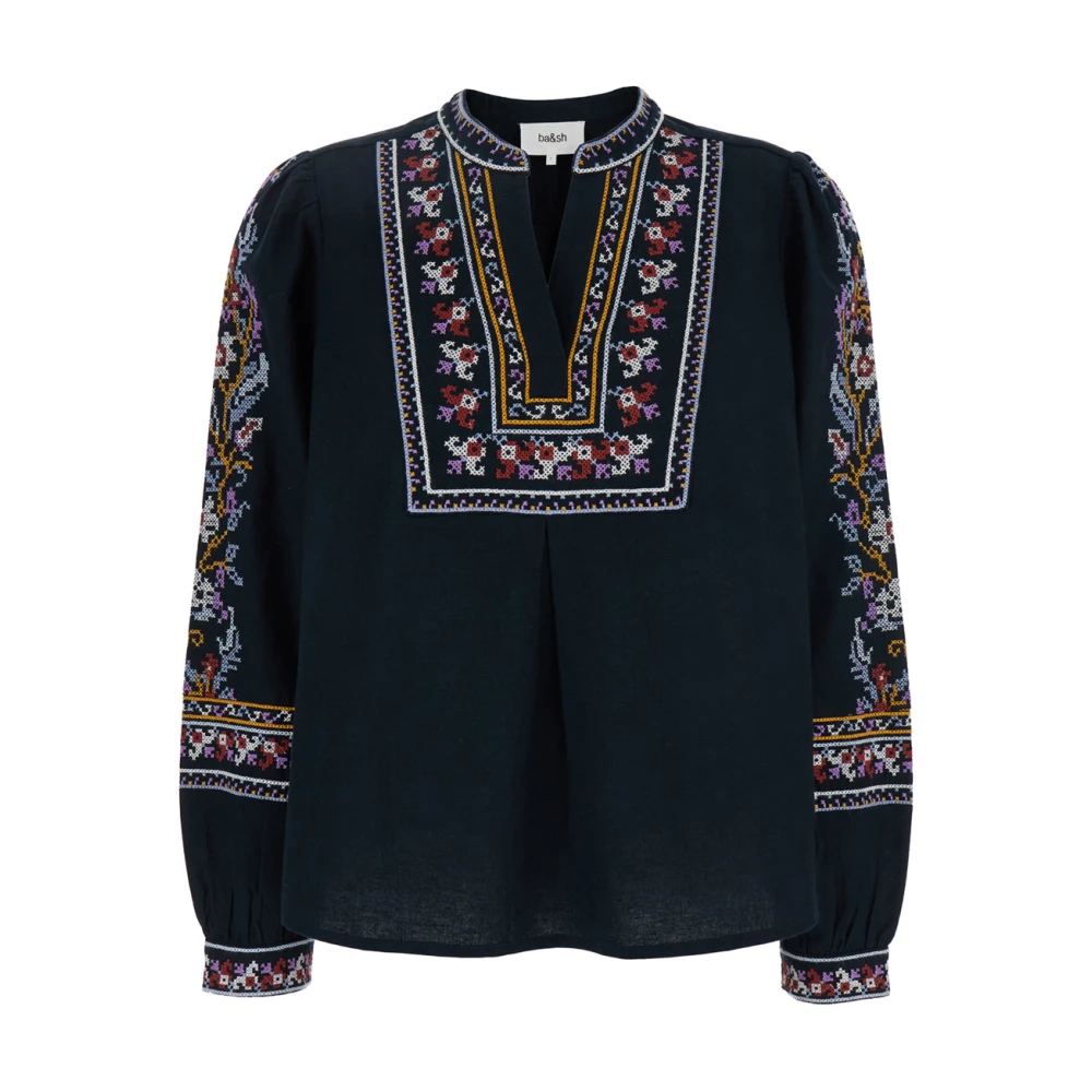 BA&SH Blauwe Blouse met Borduurwerk Blue Dames