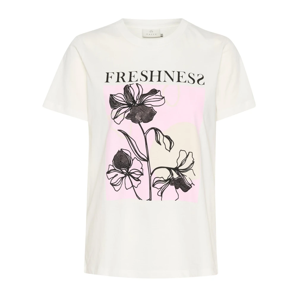 Kaffe Grafische Tee Optisch Wit White Dames