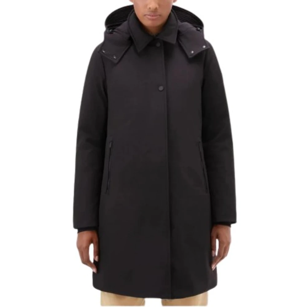 Woolrich Tech Softshell Duck Down Chevron Coat Black Heren