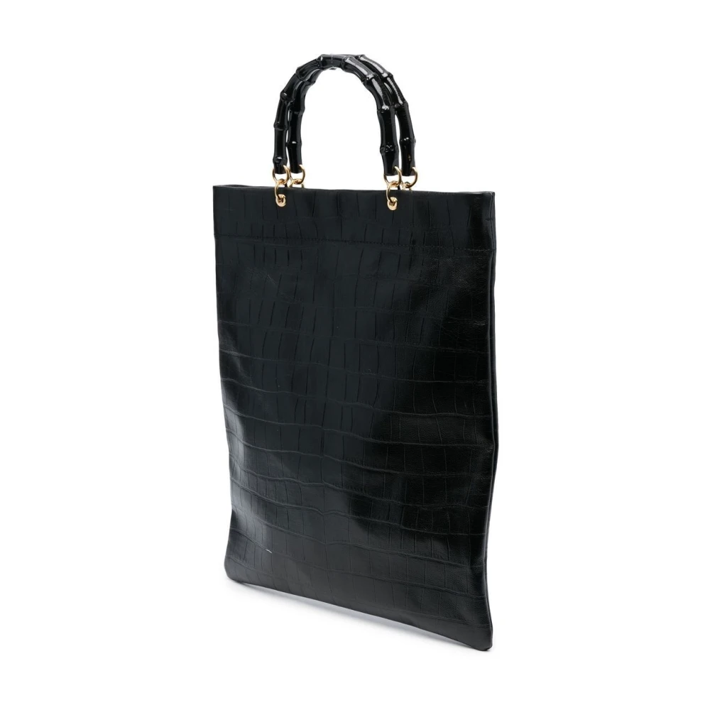 Jil Sander Zwarte Bamboe Shopper Medium Tas Black Dames