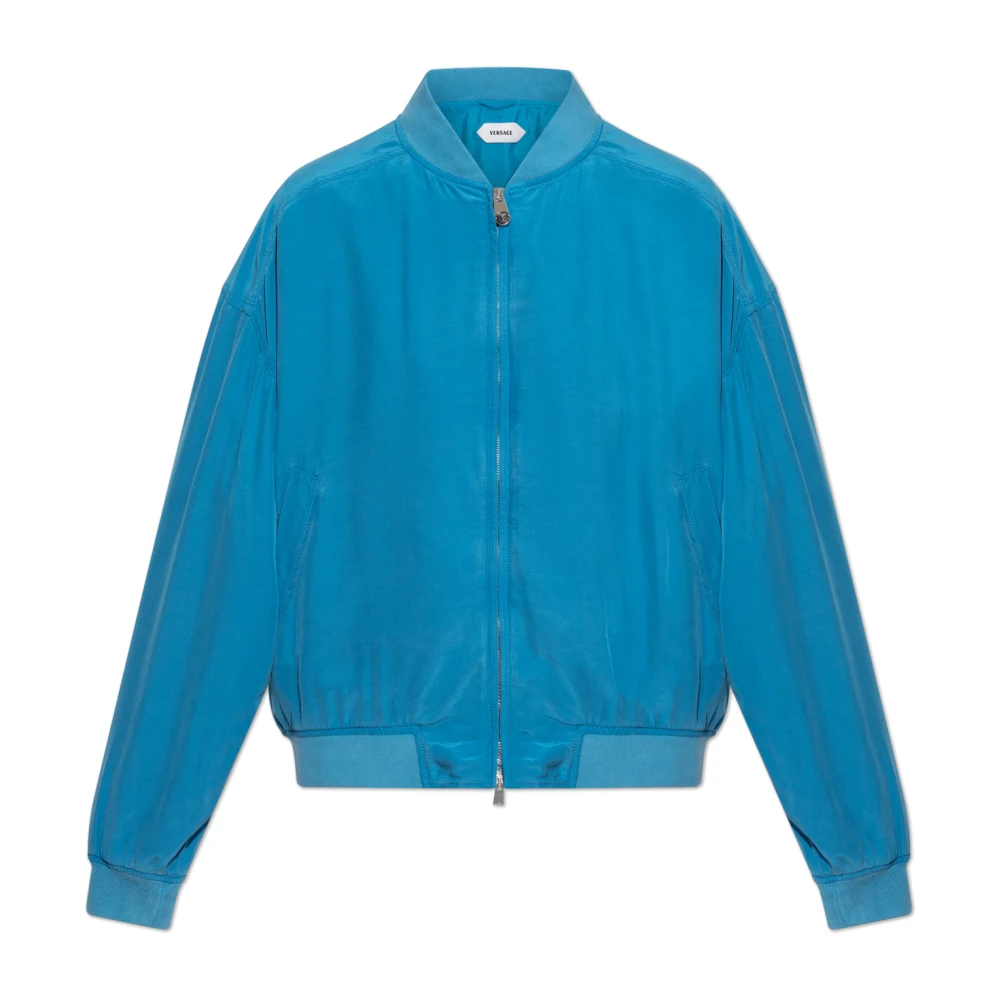 Versace Donna Blu - Silk Poplin Zip Blouson - Jackets - M