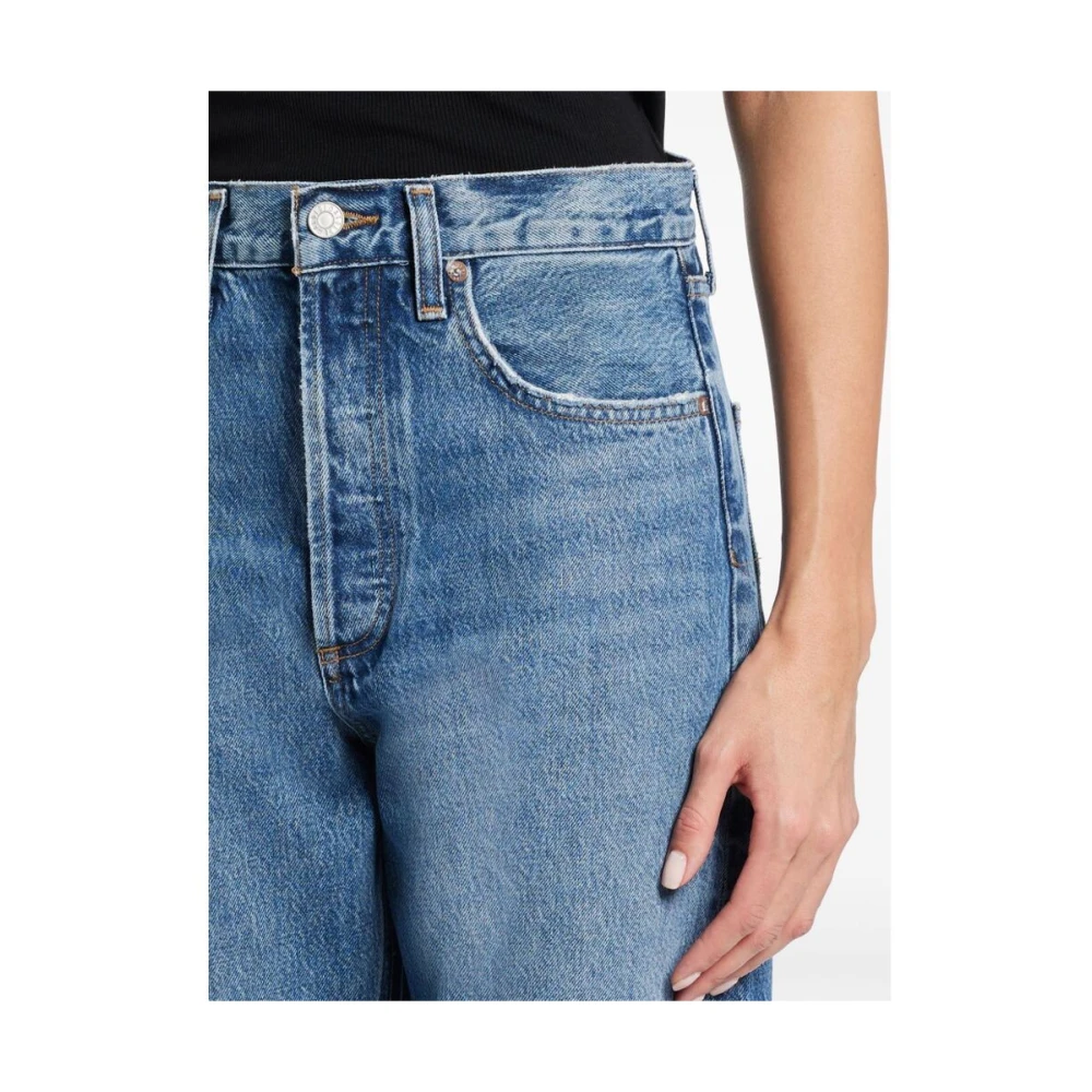 Agolde Blauwe Denim Straight Leg Jeans Blue Dames