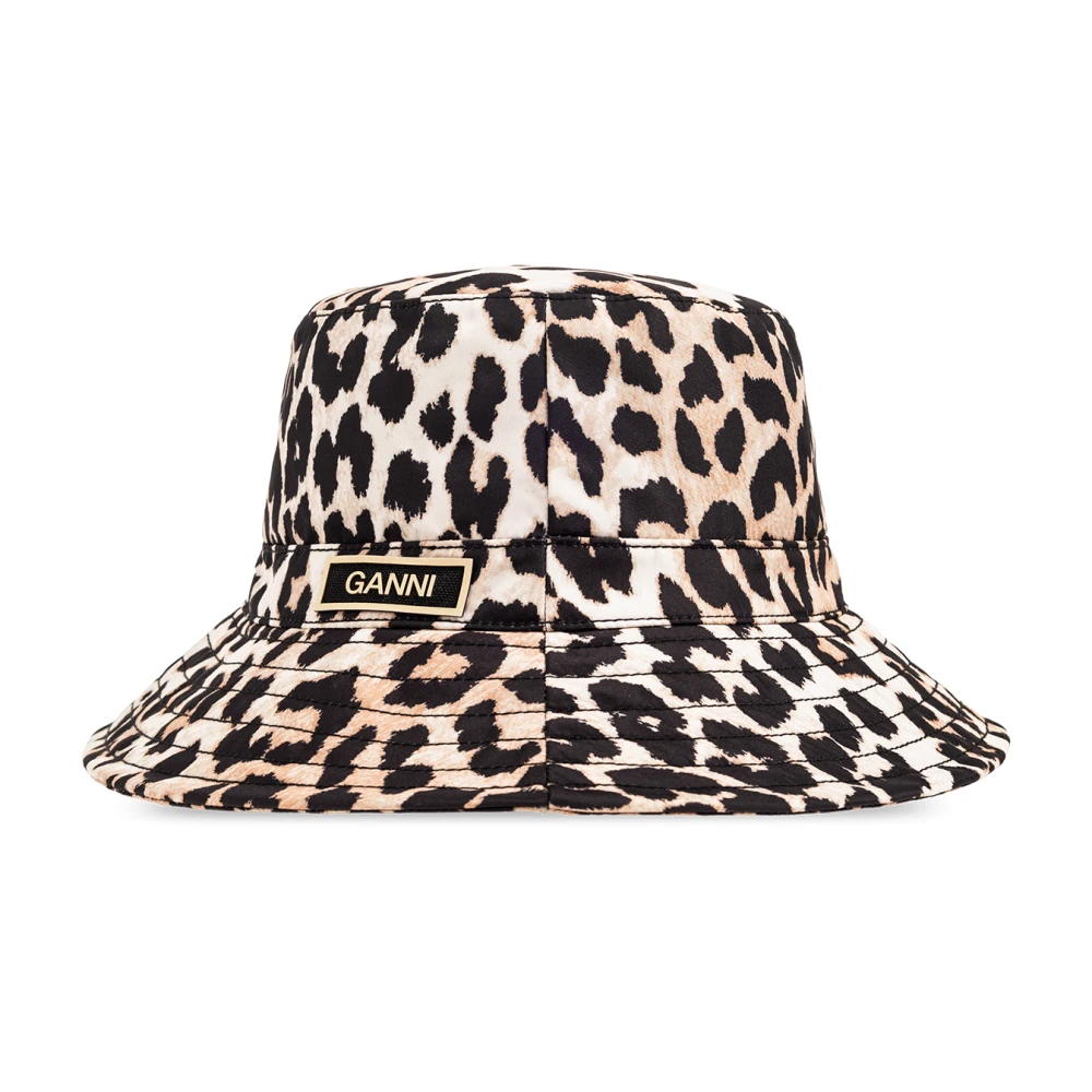 Ganni Bucket hoed met luipaardprint Beige Dames