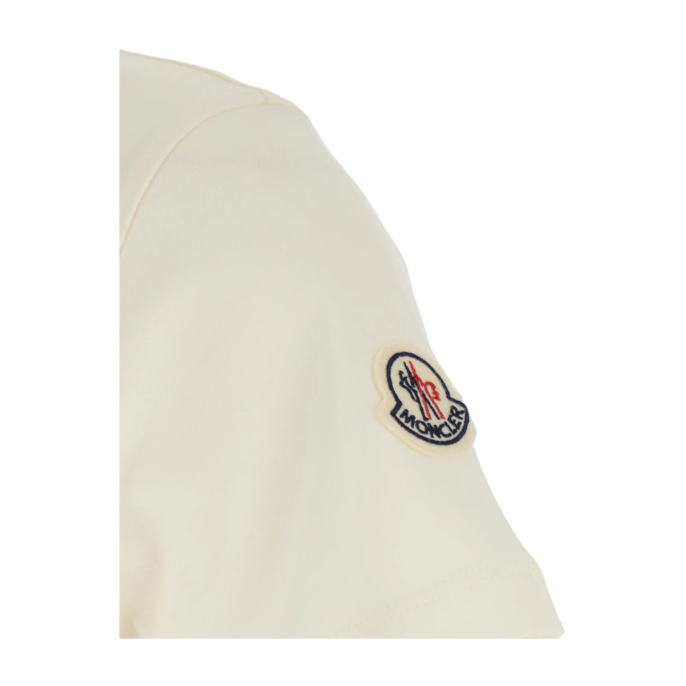 Moncler Wit Logo Geborduurd T-shirt Vrouw Katoen White Dames