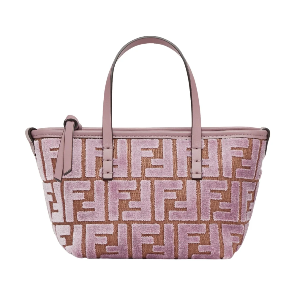 Fendi Velvet Jacquard Roze Schoudertas Pink Dames