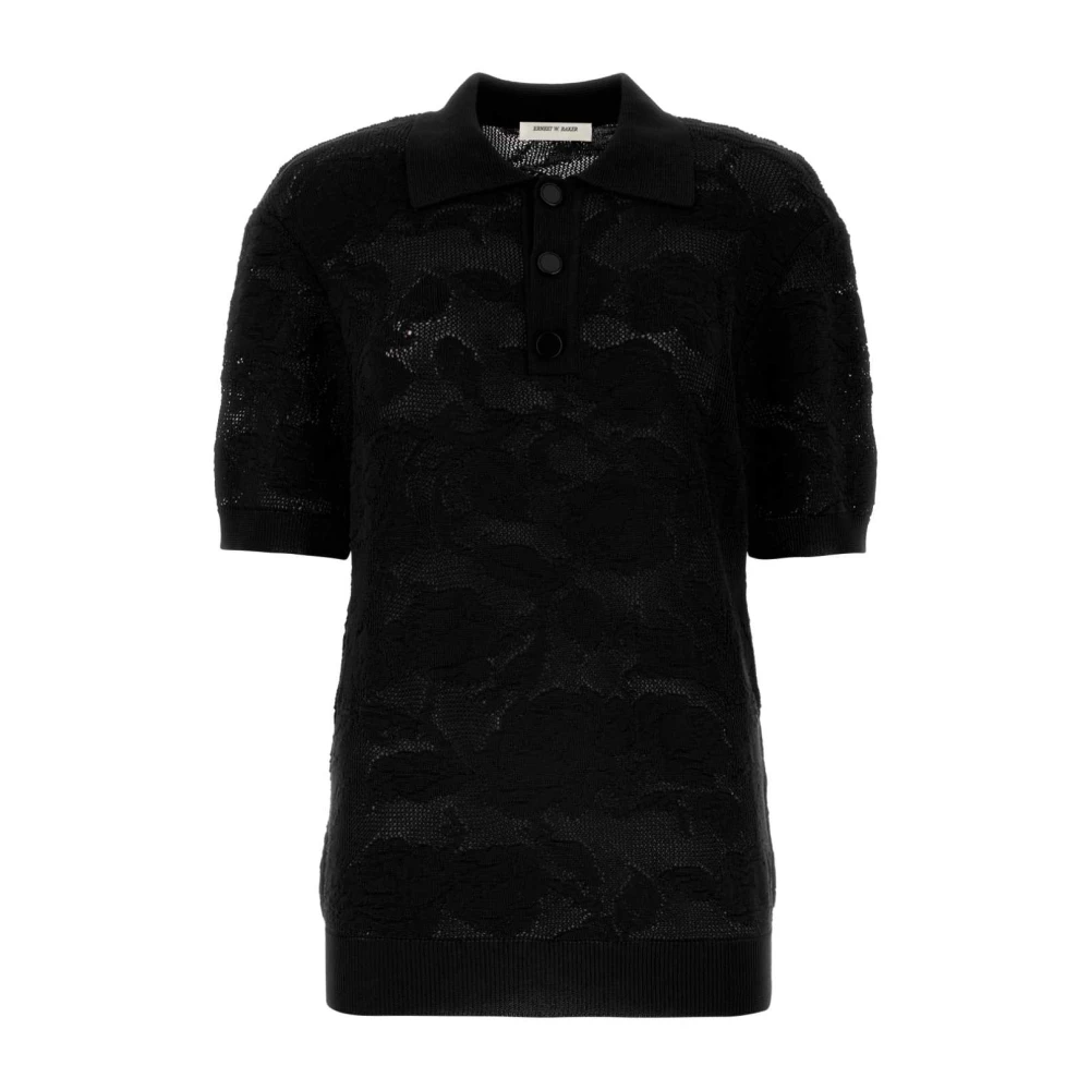 Ernest W. Baker Women's Black Embroidered Polo