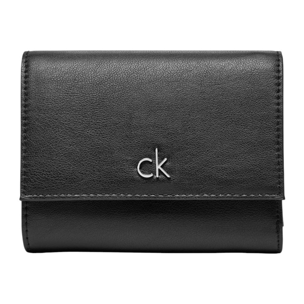 Calvin Klein Zwarte Clip Portemonnee Lente Zomer Vrouwen Black Dames