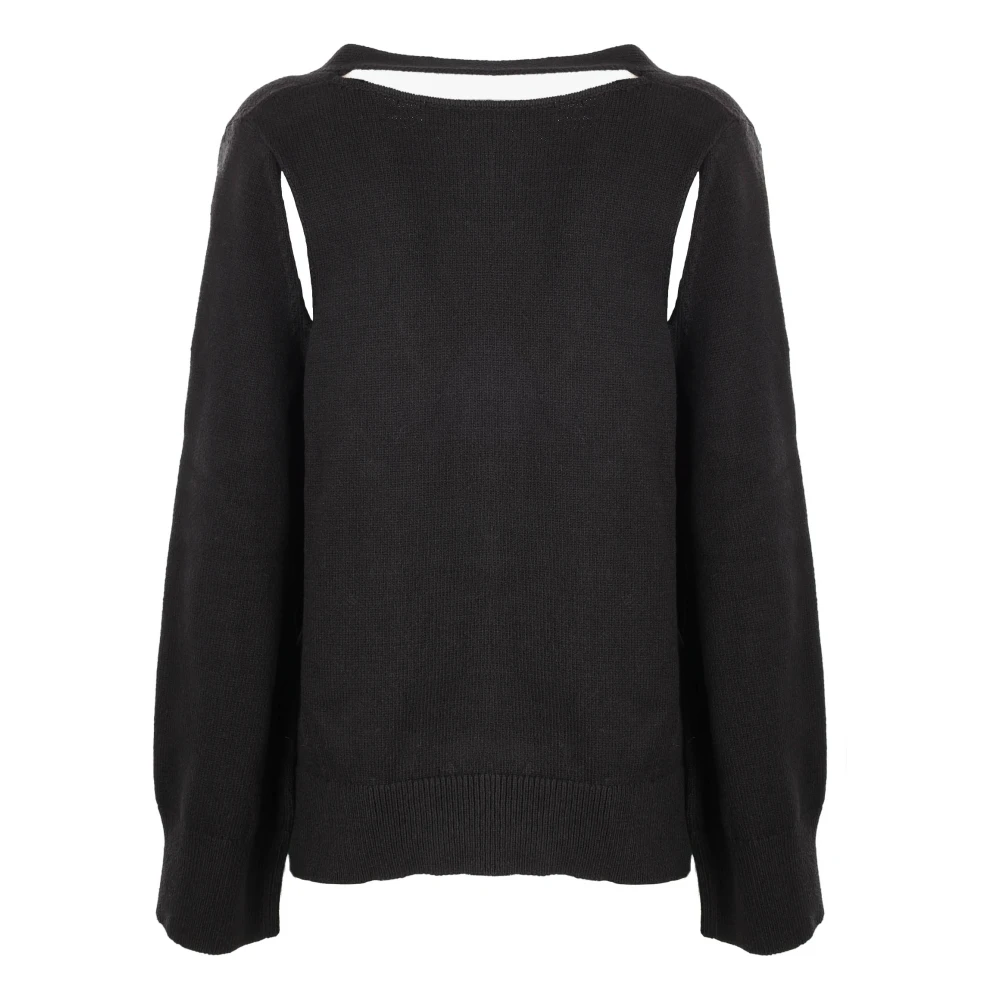 Off White Logo Cardigan in Katoen-Polyester Mix Black Dames
