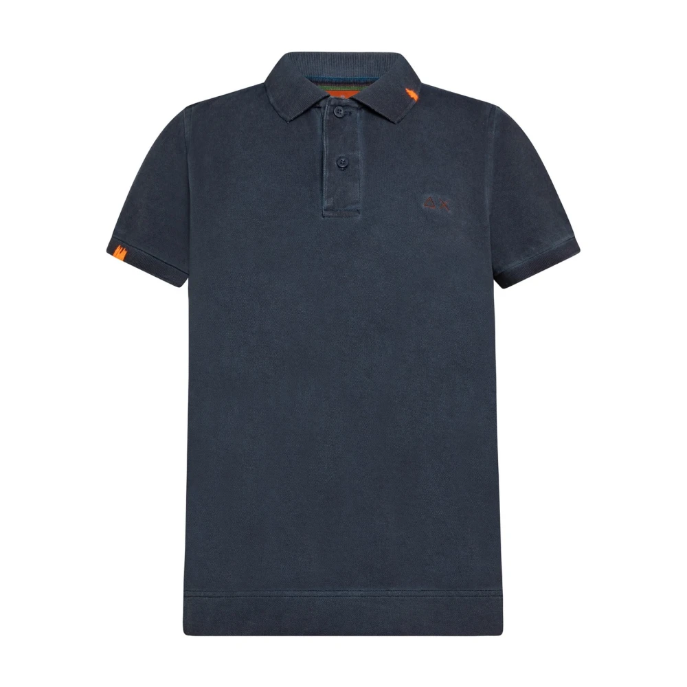 Sun68 Men's Blue Special Dyed Cotton Polo Shirt