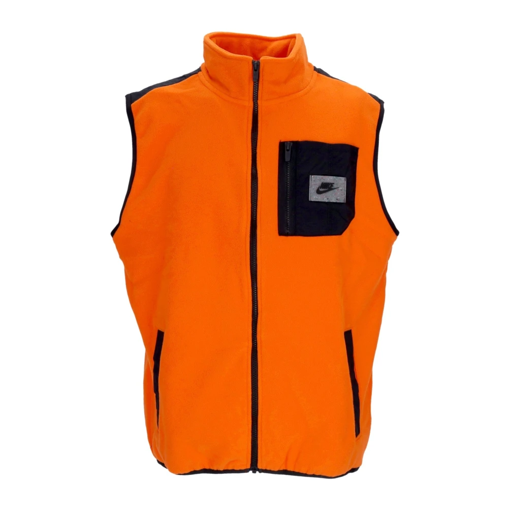 Nike Men's Orange Waistcoats, Xs, Therma-Fit Polar Fleece Vest Sleeveless