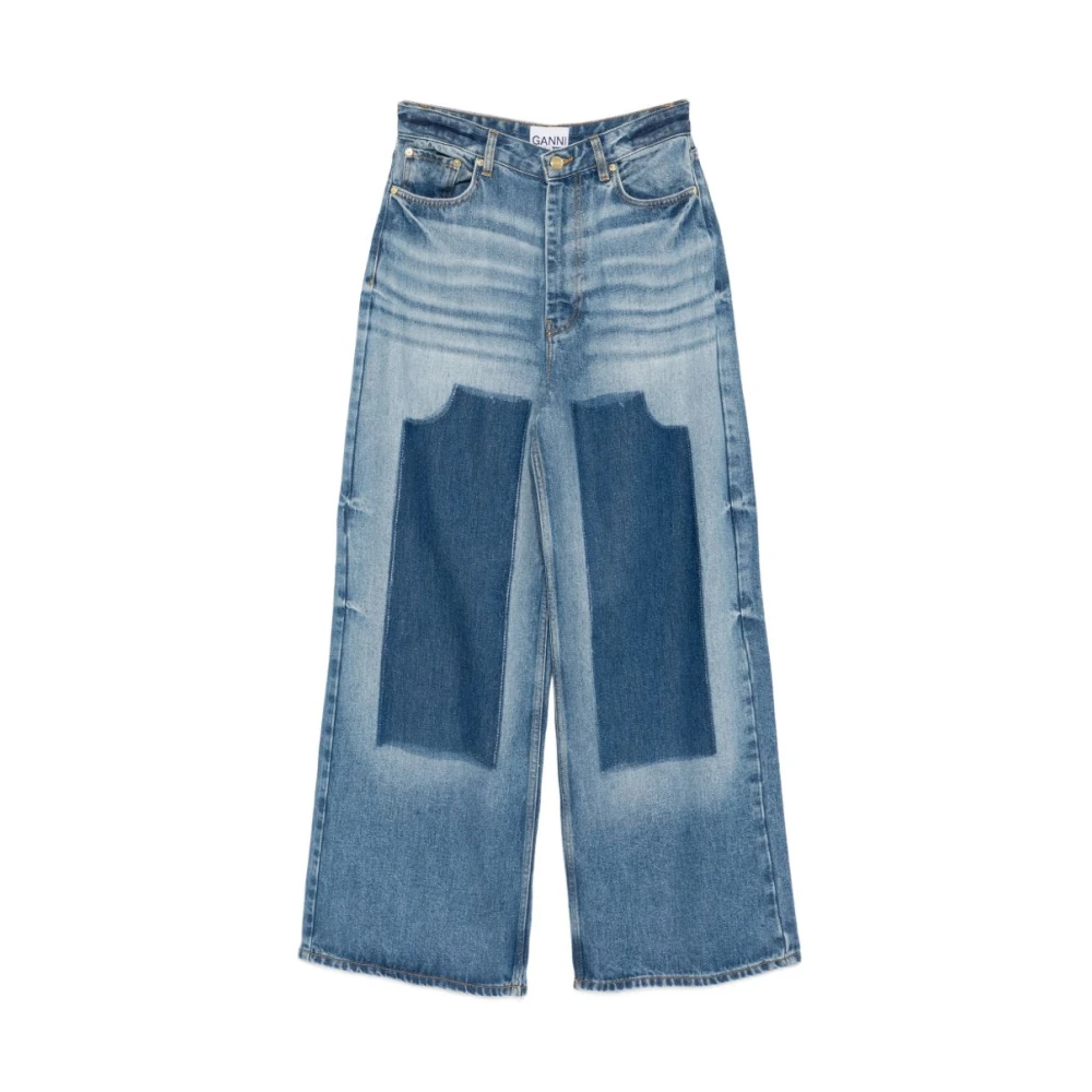 Ganni Women's Blue Wide Jeans, W25, Jeans