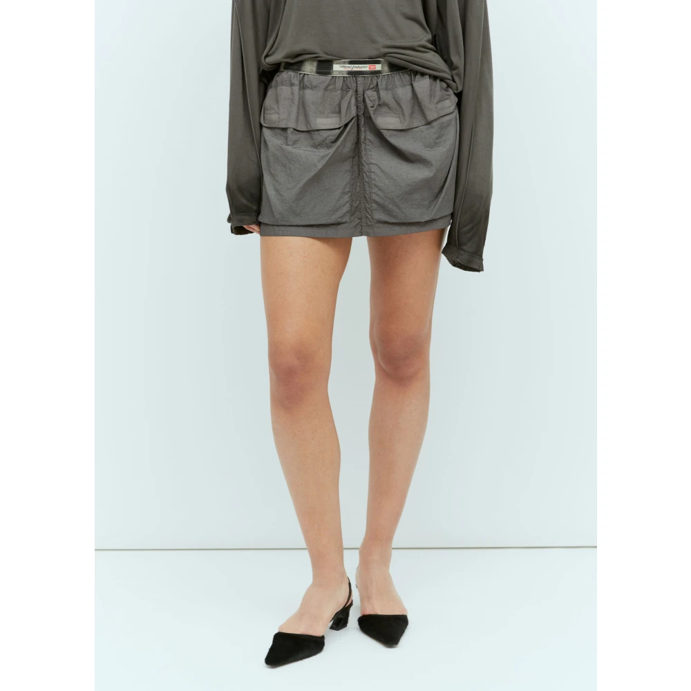 Diesel Minirok met Contrasterende Tailleband Gray Dames