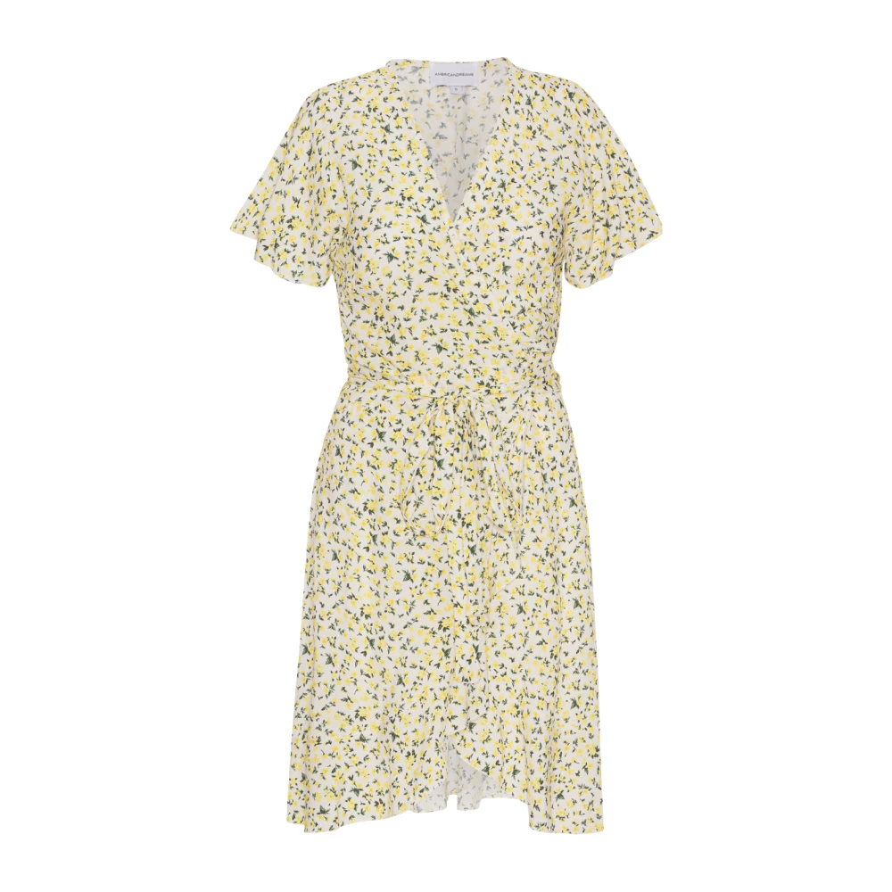 American Dreams Bloemen Wikkeljurk Gerimpelde Voorkant Beige Dames