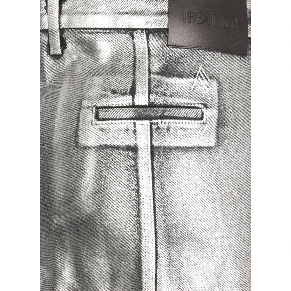The Attico Zilveren Katoenen Rok met Ritssluiting Gray Dames