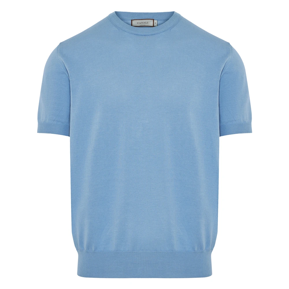 Canali Katoenen Gebreid T-shirt Gemaakt in Italië Blue Heren