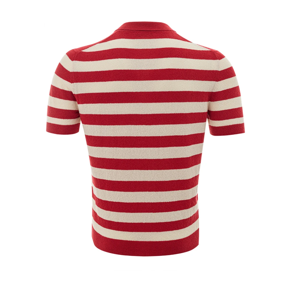 Gran Sasso Gestreept Handdoek Effect Polo Shirt Red Heren