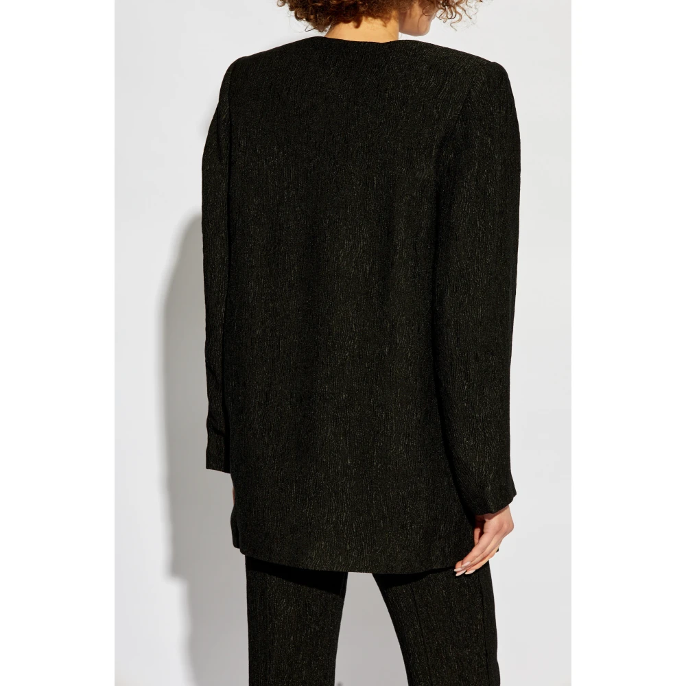 Ganni Blazer in speciale textuurstof Black Dames