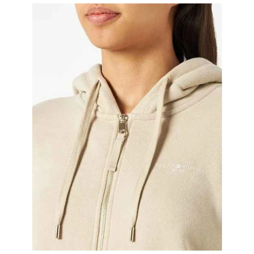 Tommy Hilfiger Chenille Hoodie met Rits Beige Dames
