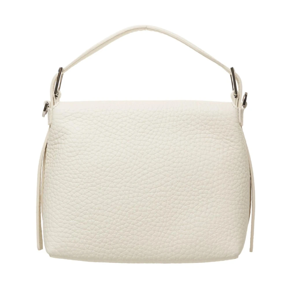 Orciani Witte leren handtas met verstelbare band White Dames