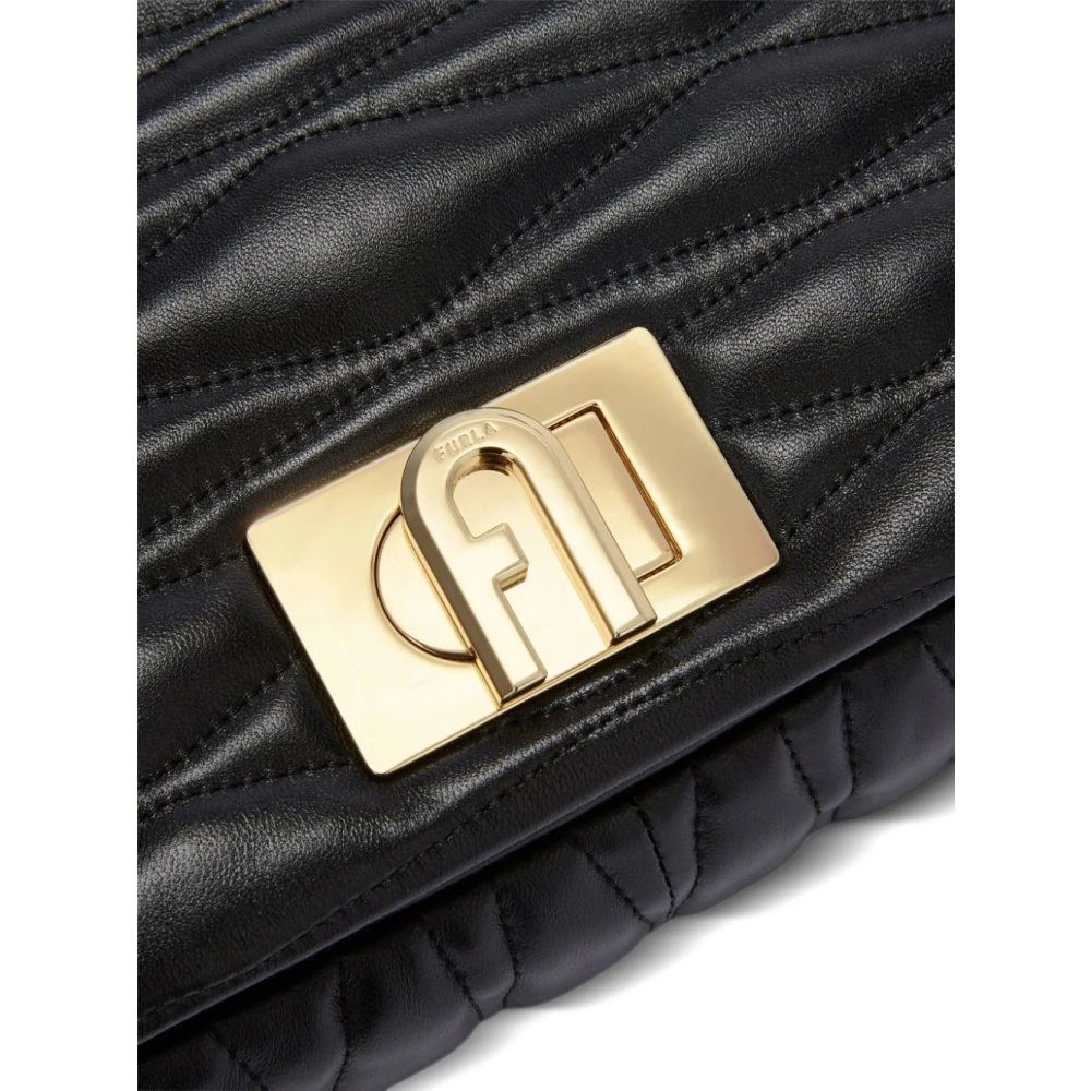 Furla Zwarte Schakel-schouderzak met Overslag Top Black Dames