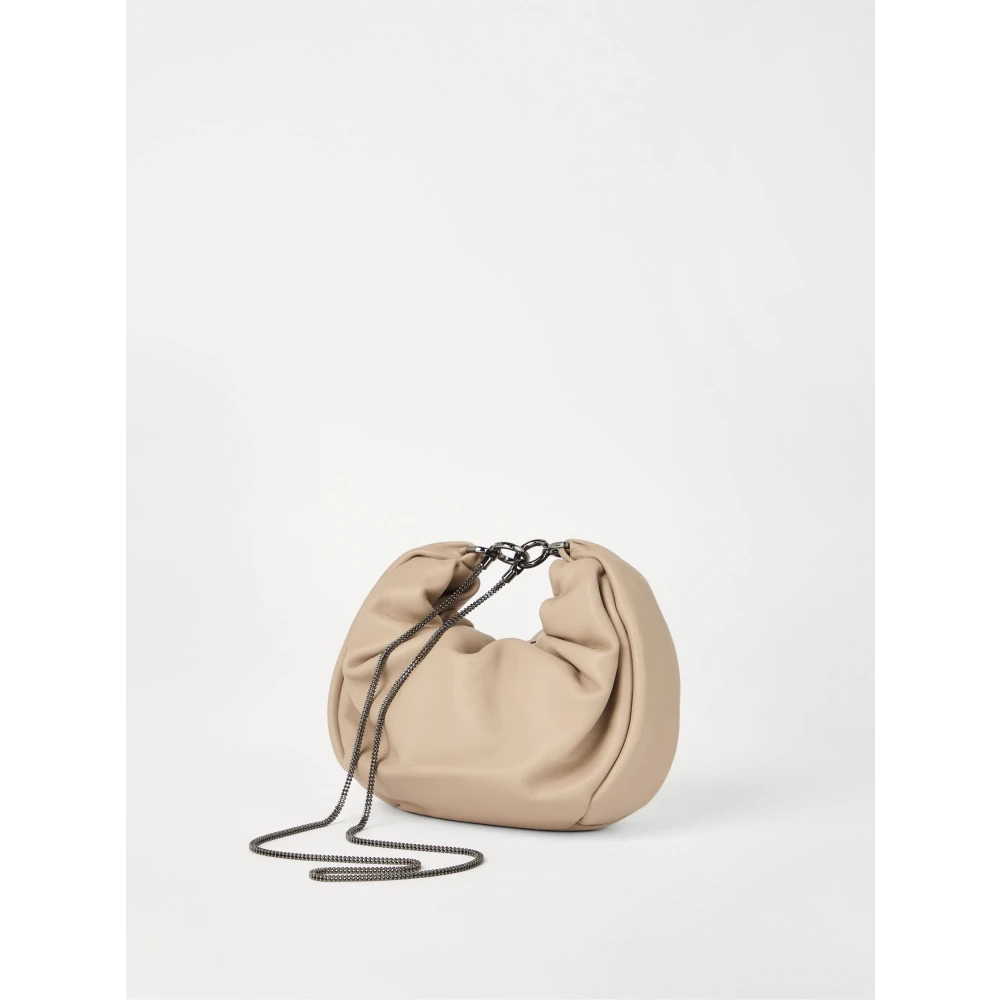BRUNELLO CUCINELLI Zachte leren hobo tas met ketting Beige Dames