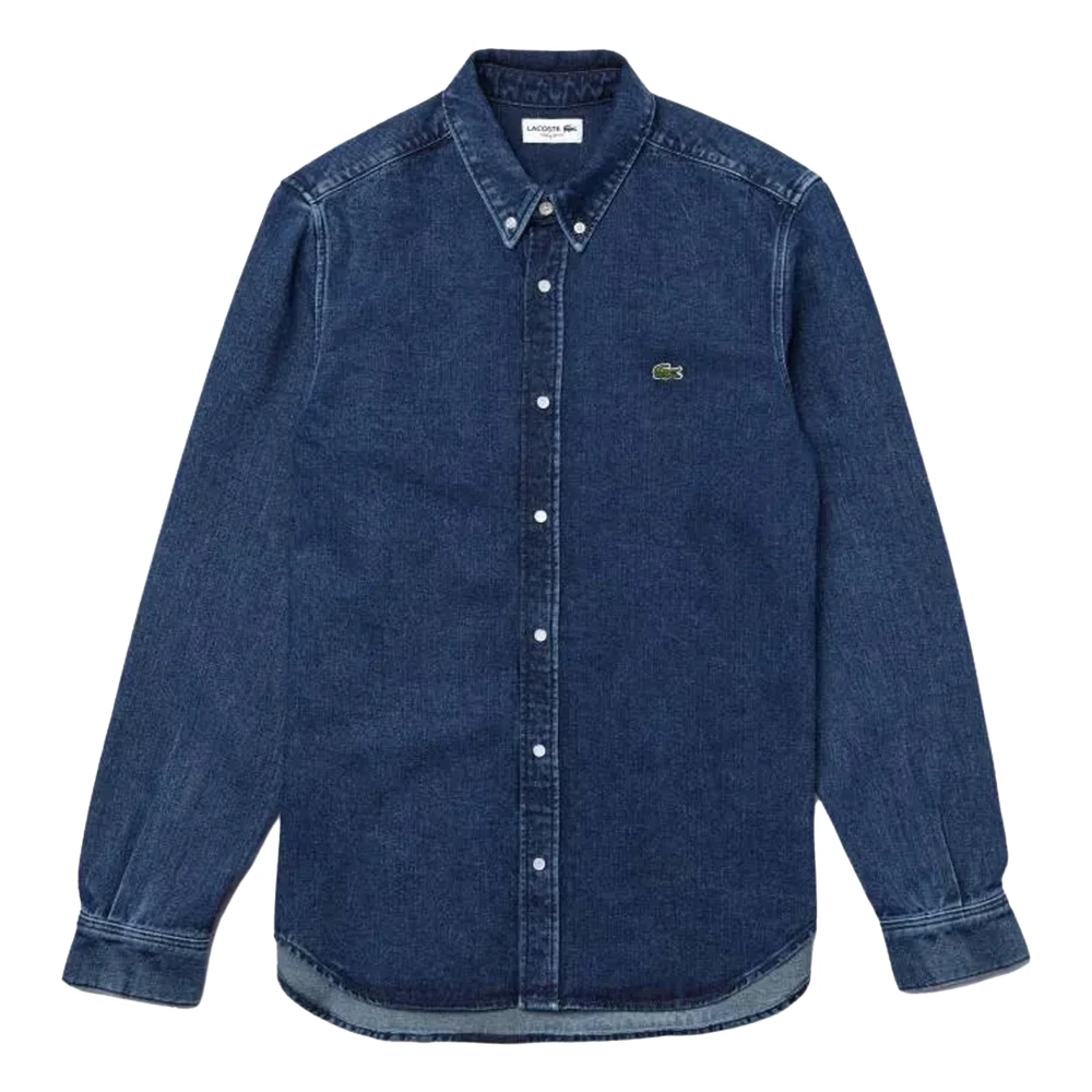 Lacoste Regular Fit Denim Overhemd met Basic Logo Blauw Heren