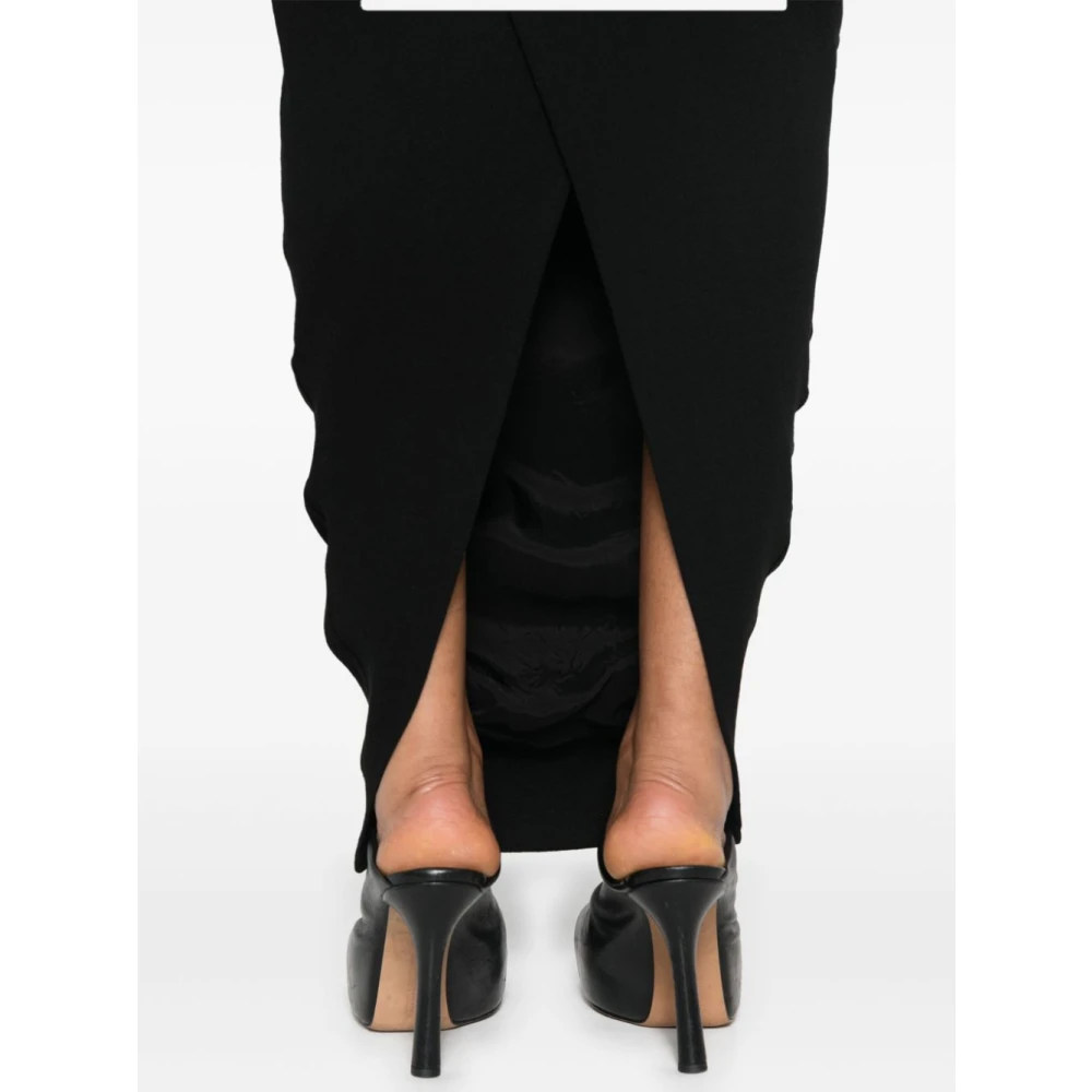 Rick Owens Zwarte wollen crêpe rok met elastische taille Black Dames